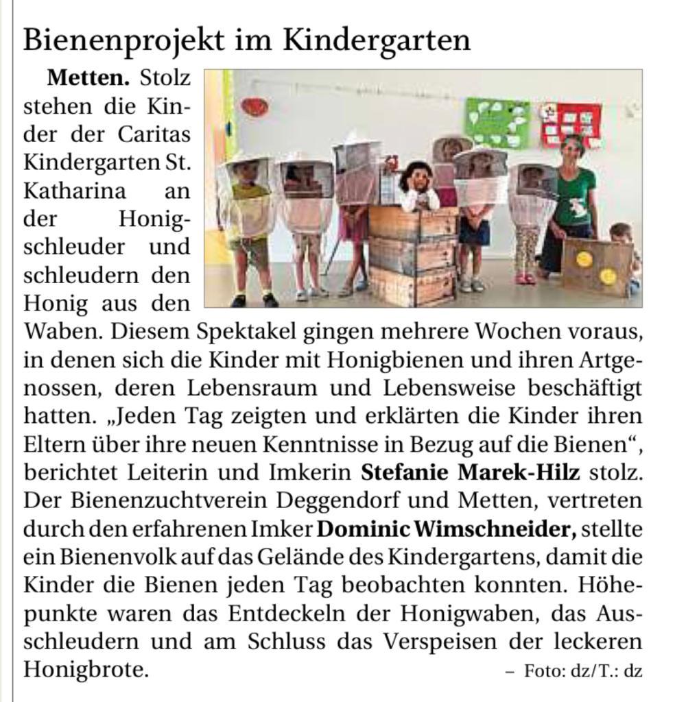 Bienenprojekt im Kindergarten  - Metten - 2023   